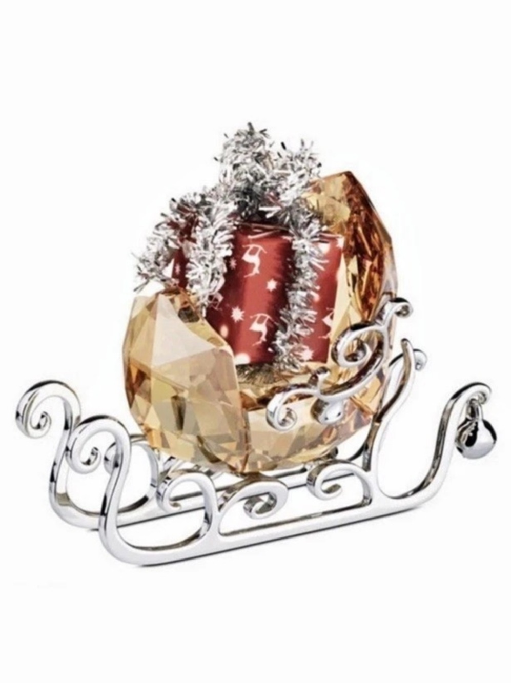 Swarovski Crystal Figurine Winter Sleigh Golden Shadow Red Gift 1096035 Orig Box